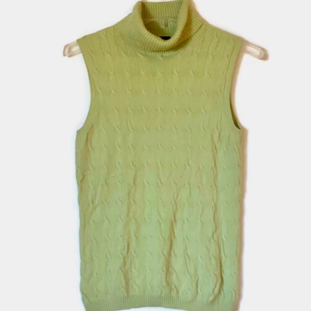 Charter Club Sleeveless Cable knit 2 Ply Cashmere Green Sweater/Vest Size Small